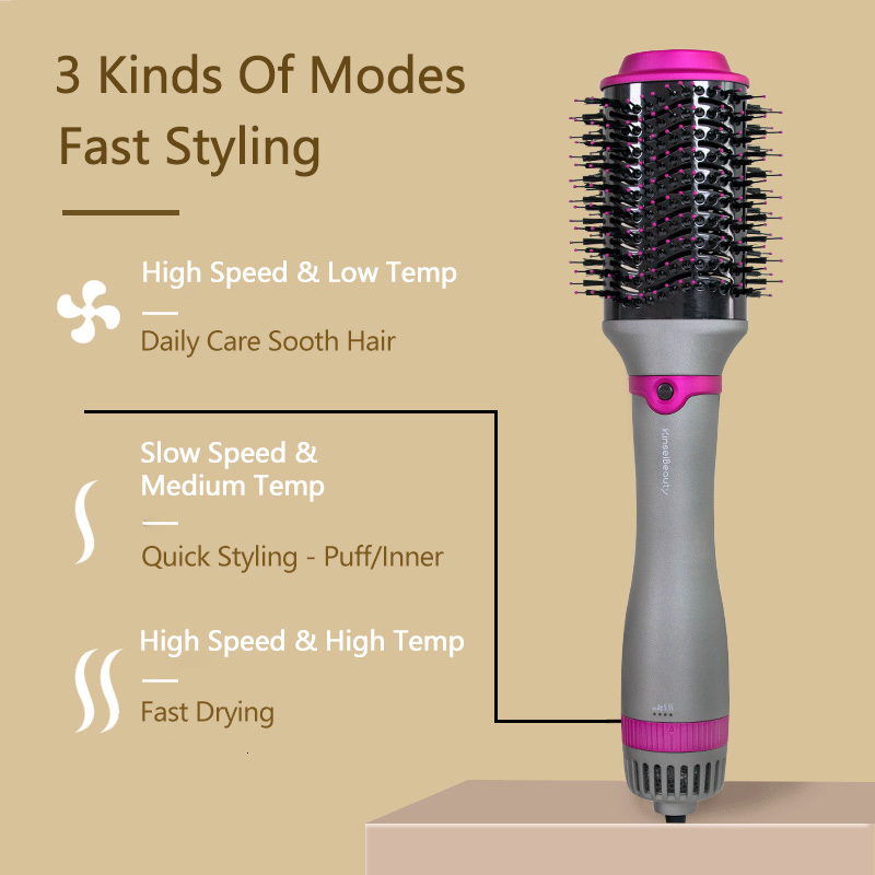 1200W Hair Hot Air Styler Replaceable Head Straightener Curler Comb Roller One Step Electric Ion Blow Dryer Brush