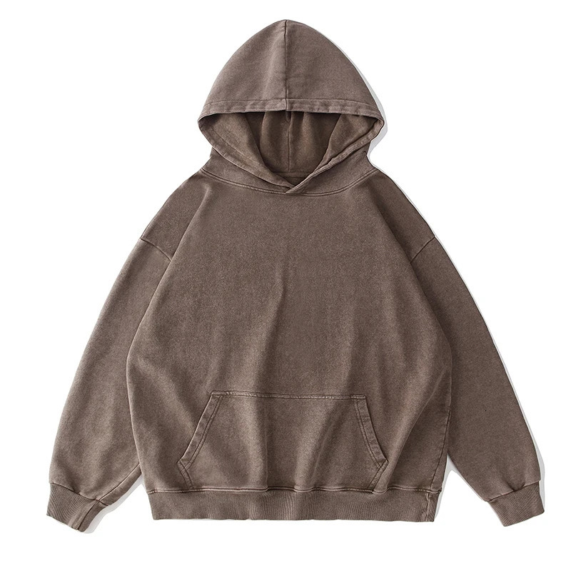 Ultra fine 100% cotton extreme mens and womens hooded sweatshirt with shoulder drop retro fashion cotton washed loose hooded sweatshirt 2024 241209
