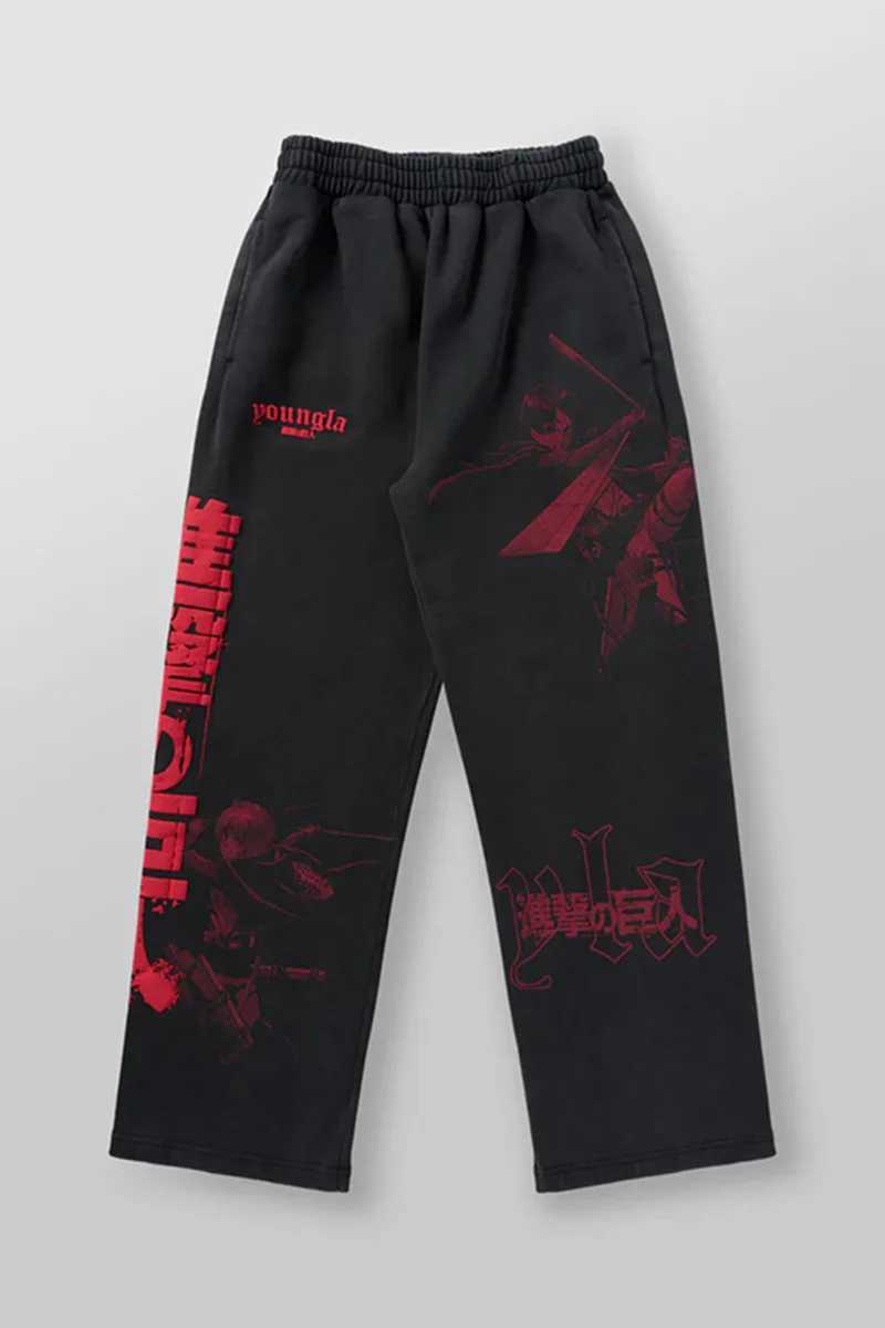 New American sweatpants Gym fitness running stretch collaboration anime cool jogger cotton terry printed wide-leg casual pants X241216