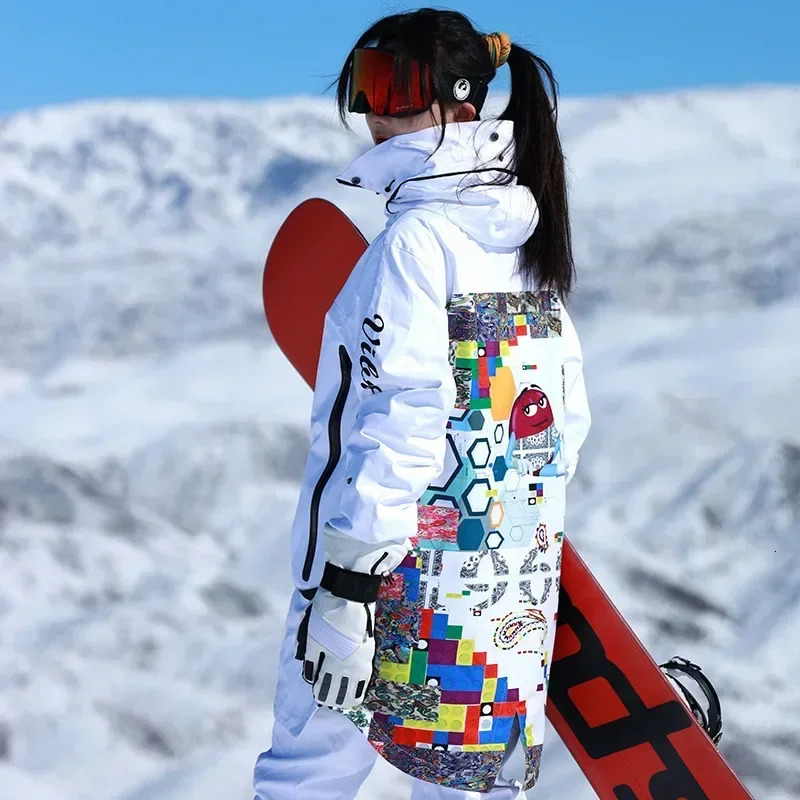 2025 Winter Skiing Suites New Snowboard Jacket Pants Set Women Warm Waterproof Tracksuit Detachable Hem Men Alpine Sport Clothes