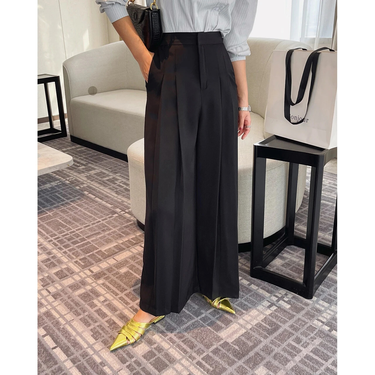 Y2k Womens Pants Cargo Set Summer Korean Fashion Wide Leg Retro Elastic High Waist En Wrinkle Elegant Classic 241214