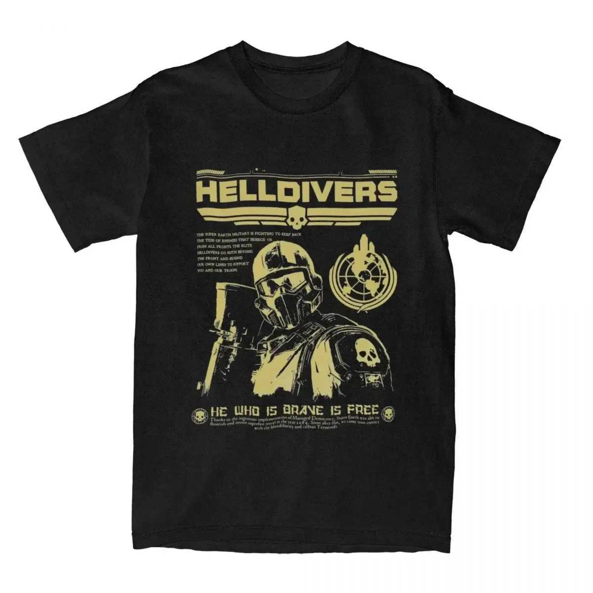 Helldivers 2 Poster Fan Art Mens Print T Shirt Casual Tees Short Sleeve Round Collar T-Shirt Cotton Summer Clothing W241216