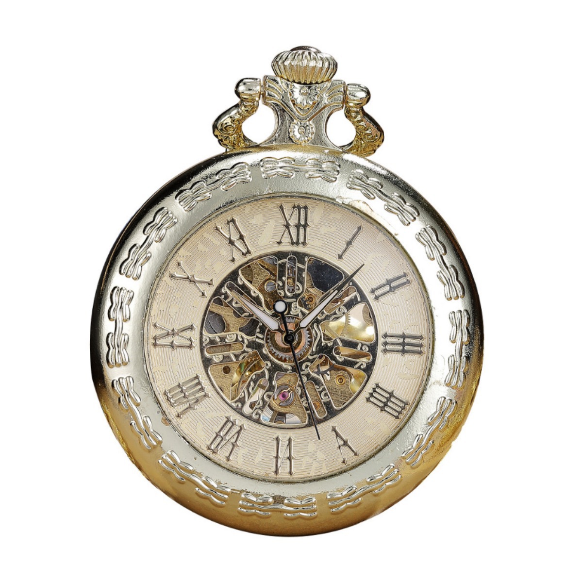 Flip cover skeletonized mechanical pocket watch vintage necklace watch dial diameter 48mm thickness 10mm men and women student pocket watch 005