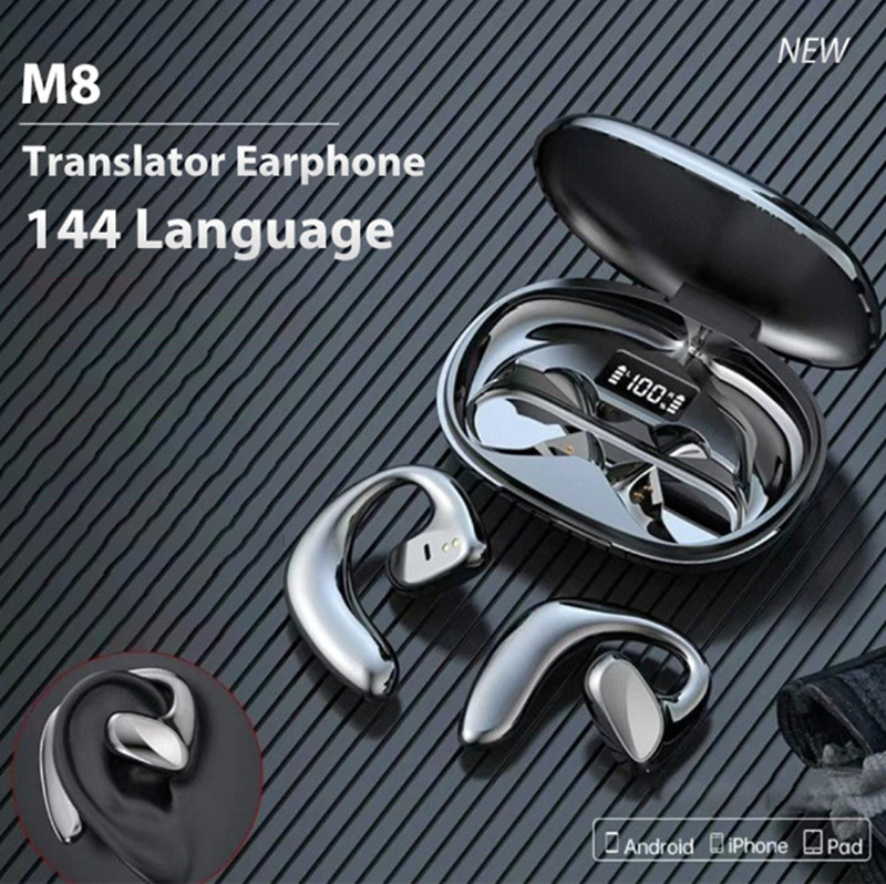 M8 Translation Headphones 144 Languages instant Translate Smart Voice Translator Wireless Bluetooth Translator Earphone