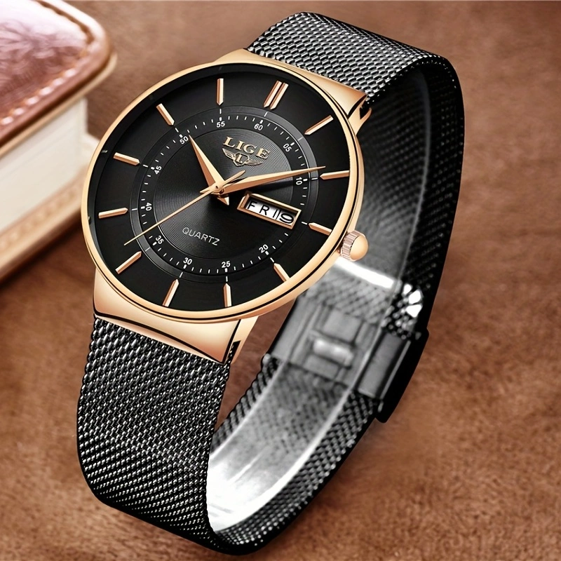 LIGE 2024 Luxury Men Watches Waterproof Ultra Thin Date Clock Male Steel Strap Casual Quartz Watch Men Sports Wrist Watch