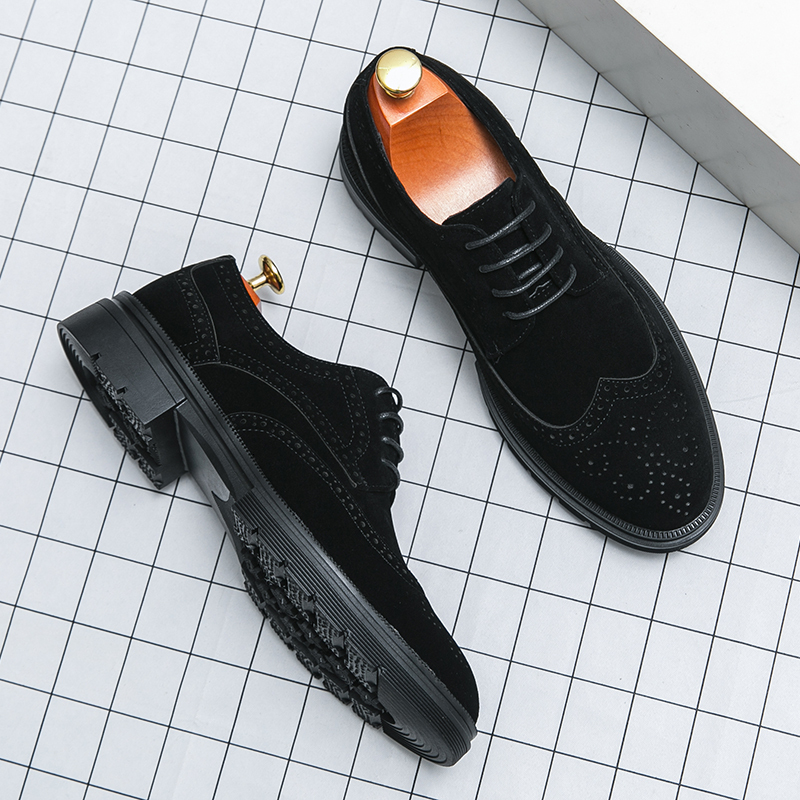 Men Dress Leather Fashion Office Derby Classic Casual Business Wedding Designer Male Suede Formal Shoes