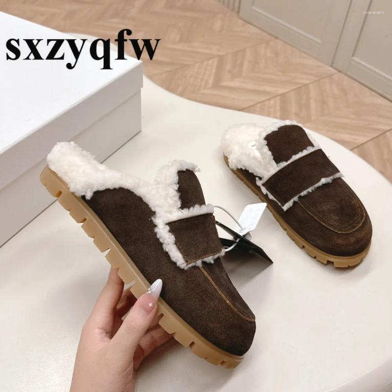 Slippers Designer Platform Half Women Autumn Wrap Toe Solid Color Shoes Fashion Female Winter Casual Outdoor Flat