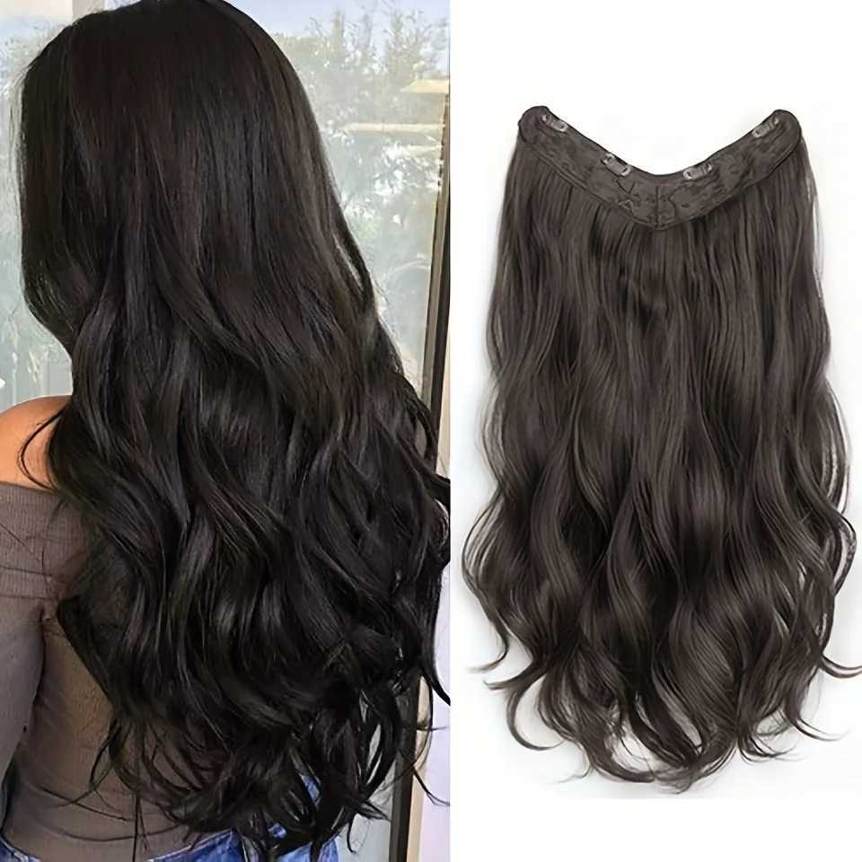 Synthetic Long Wavy U-shaped Clip In Hair Extensions 16Inch/20Inch/24inch Clip On Hair Extensions For Women Hair AccessoriesXJ241216