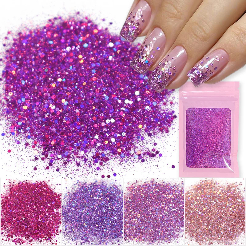 1 ozbag Nail Art Flash Laser Silver Gold Powder Blend Sequins Ultra Fine Dust gel Polishing Trim 241213