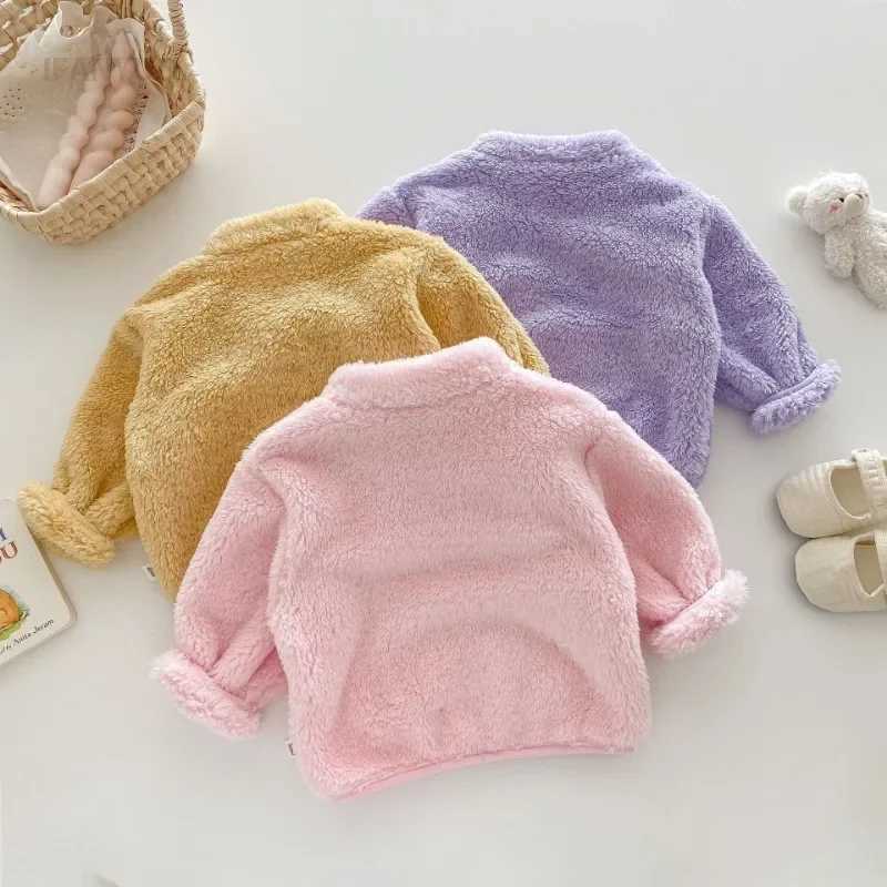 Childrens Fashion Jacket 0-5 Years Old Winter Coral Velvet Childrens Clothing Boys Girls Cat Plush Warm Cotton Coats ParkasXJ241214