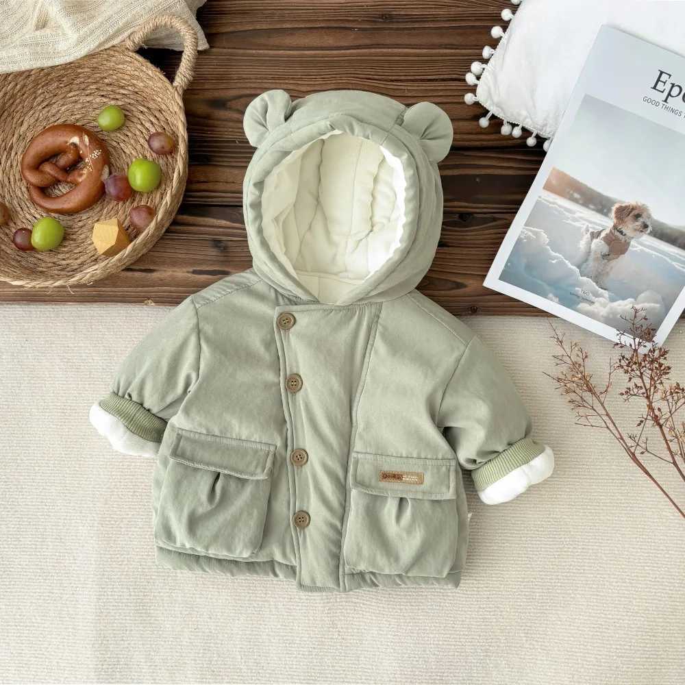 UNIFEMEN Baby Boys Thick Winter Outerwear Hooded Buttons Pocket Warm Cotton Padded Infant Boys Coat Toddler Boys Thick ParkasXJ241214