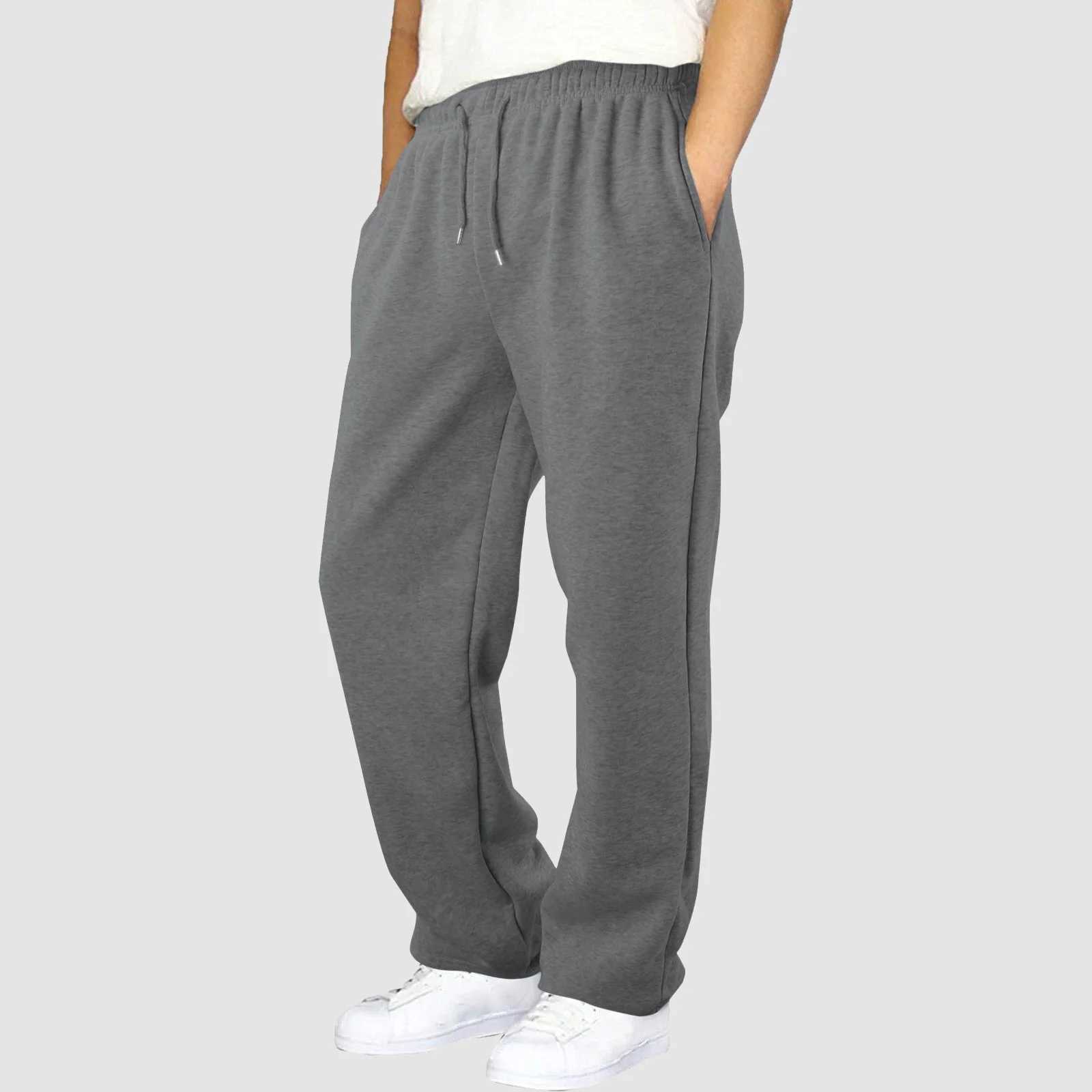 Baggy Sweatpants For Men 2024 Elastic Waist Drawstring Grey Pants Sport Casual Trousers With Pockets Gym Fitness Joggy Plus Size X2503191