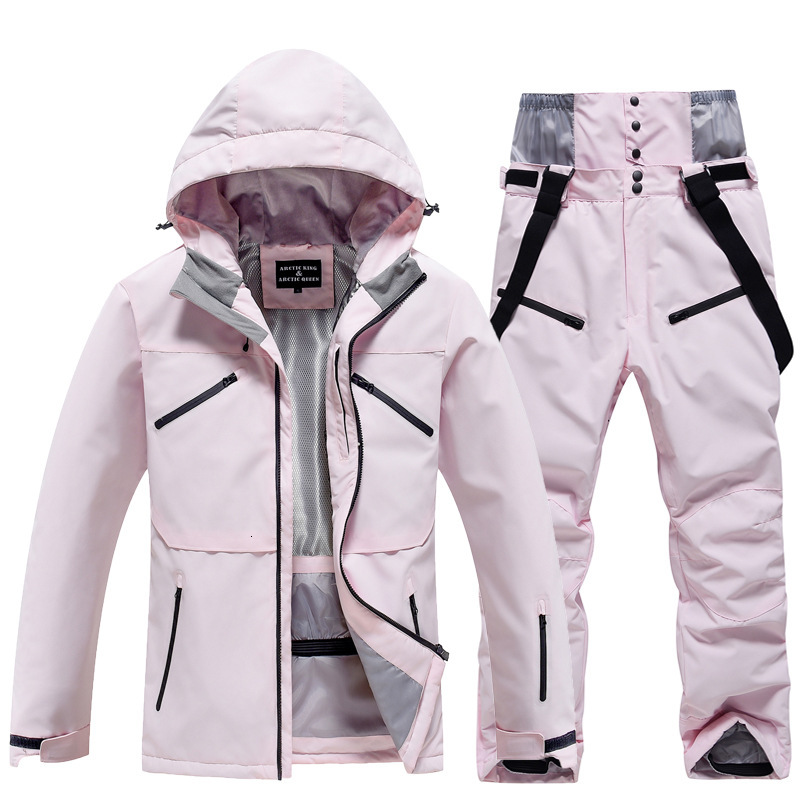 NEW Fashion Men Women Winter Ski Suit Windproof Waterproof Snowboard Jacket And Pants Snow Clothes Female Skiwear Pure White