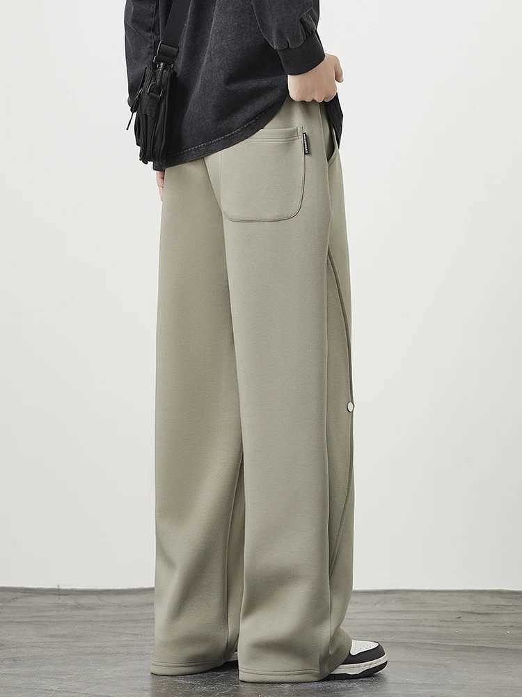2024 new wide leg sports pants mens sports pants string with cotton casual loose track pants mens straight pants large size 8XL X241216