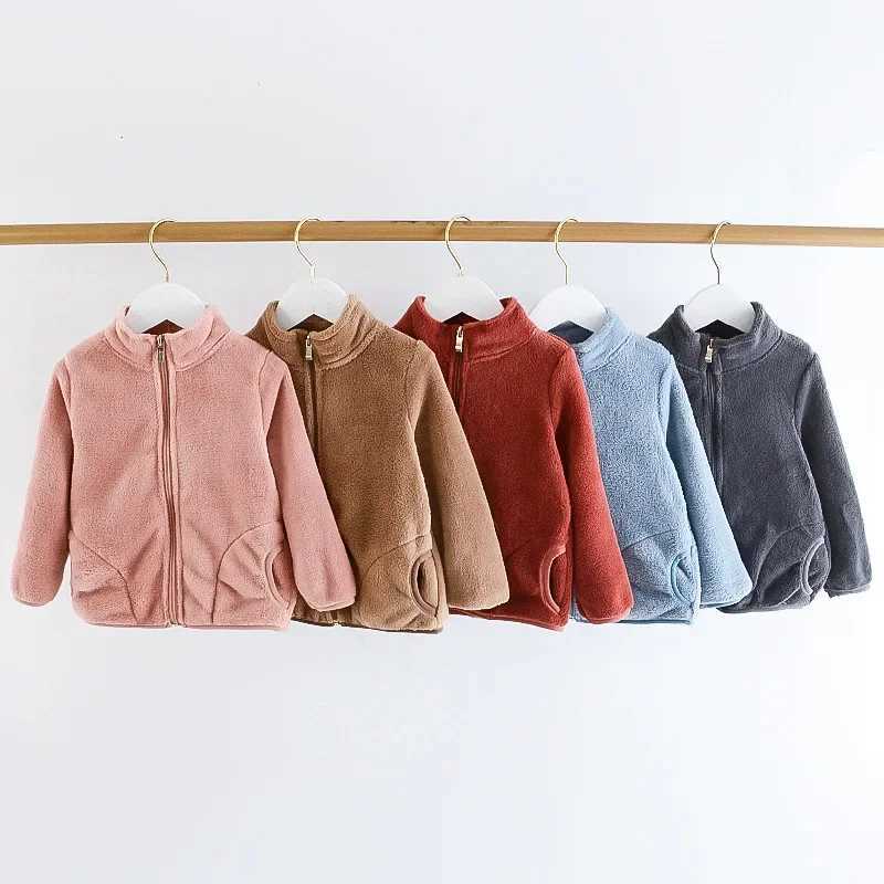 Boys Girls Fashion Long Sleeve Zipper Sport Coat Casual Daily Outfit Zipper Tops Kids Flannel Clothing Warm JacketXJ241214