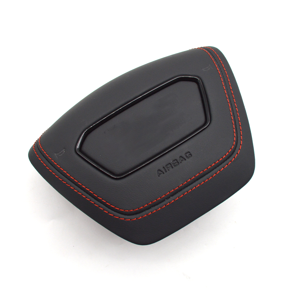 For Audi A6 C8 red white black leather Steering wheel decorative cover painting black
