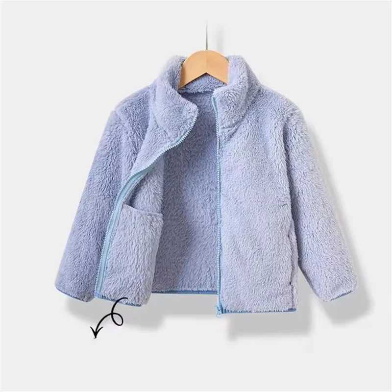 1-12 Years Boys Girls Jackets Spring Autumn Long Sleeve Outerwear Kids Clothes Baby Plush Cardigan Coats Casual Children JacketsXJ241214