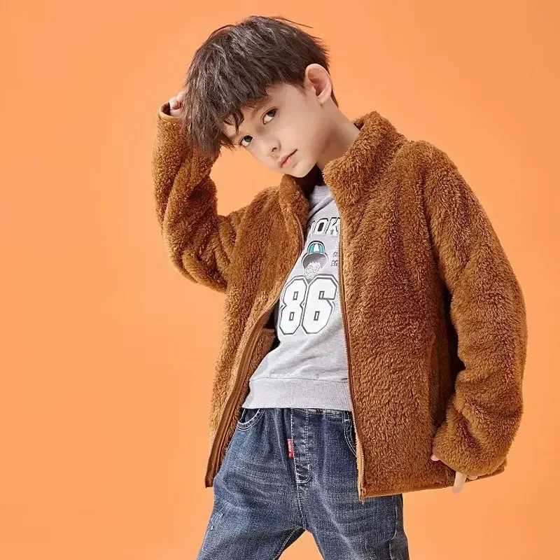 Childrens Fleece Jacket Winter Thickened Warm Coats for Boys Girls Coral Velvet Windbreaker Teenager Outerwear Baby OutfitsXJ241214