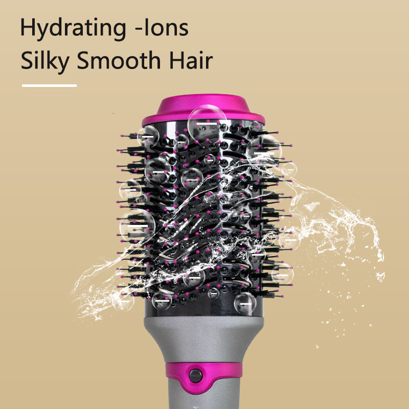 1200W Hair Hot Air Styler Replaceable Head Straightener Curler Comb Roller One Step Electric Ion Blow Dryer Brush