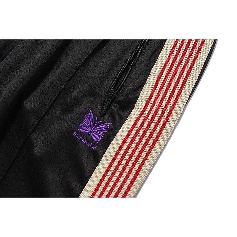 Black pattern embroidery mens and womens high-quality side striped webbing loose casual trend Trouser X241216