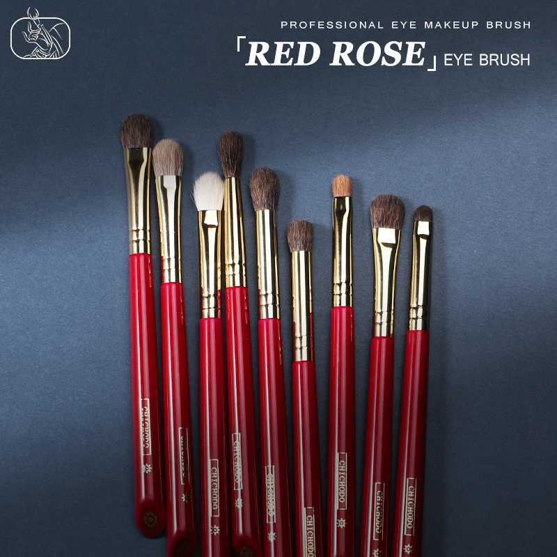 CHICHODO Makeup Brush-Luxurious Red Rose series-Selected Natural Animal Hair EyeBrushes Set-Professional Eye Make Up Brush Tools W241216