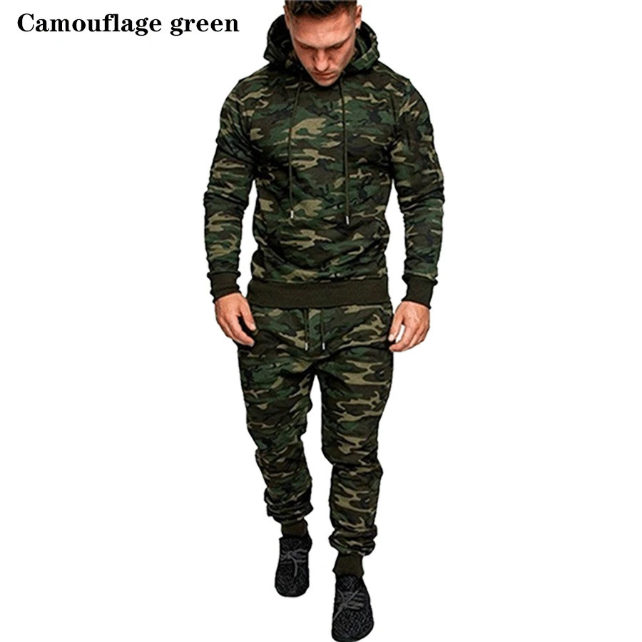 Mens highquality camouflage sportswear autumn warm suit S4XL Plus size hoodie set 241211