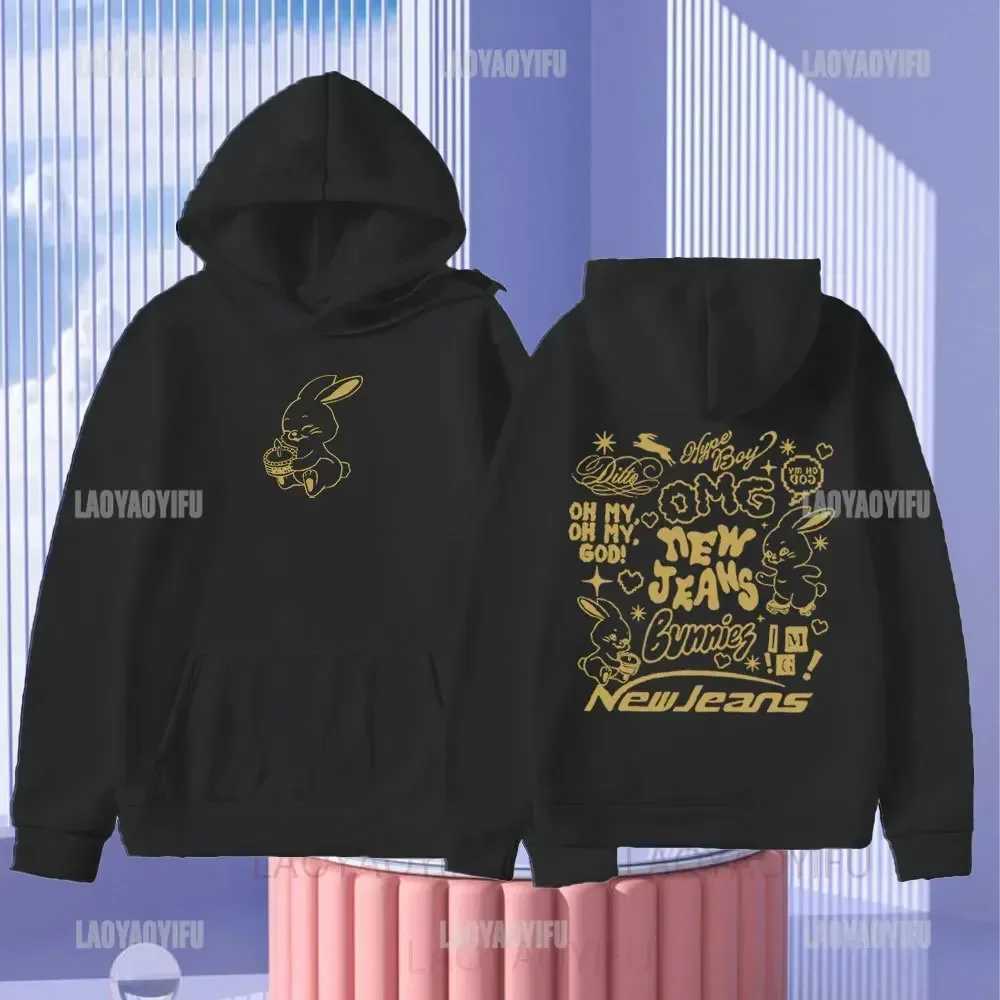 Korean Bunnies Print Casual Kpop Tracksuit Hoodie Unisex Hipster Strtwear Sweatshirt Soft u0026 Comfortable Perfect for Daily Wear L2510181TV9