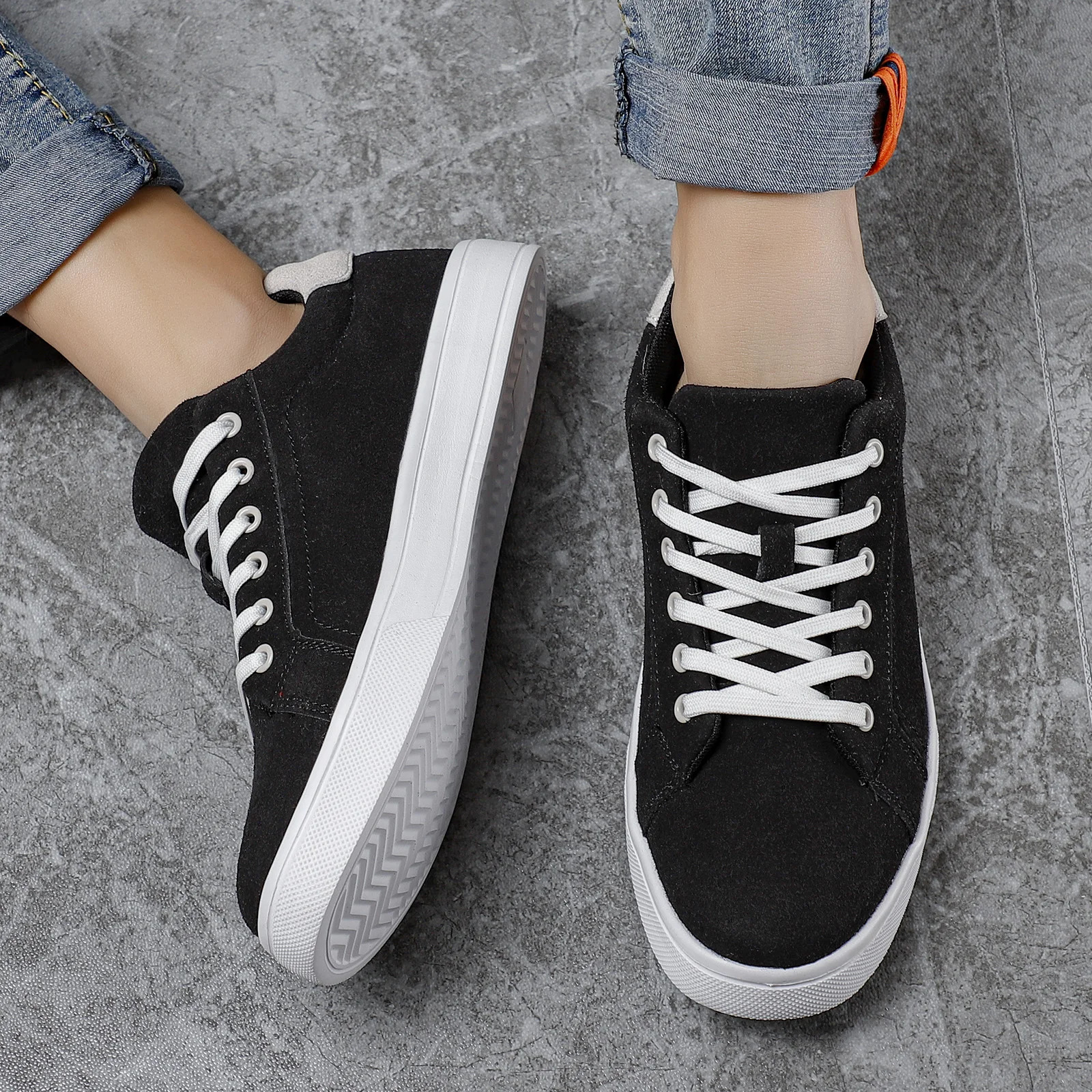 Mens shoes mens sports shoes leather plush comfortable lightweight casual shoes outdoor walking shoes Plus size 39- 241213