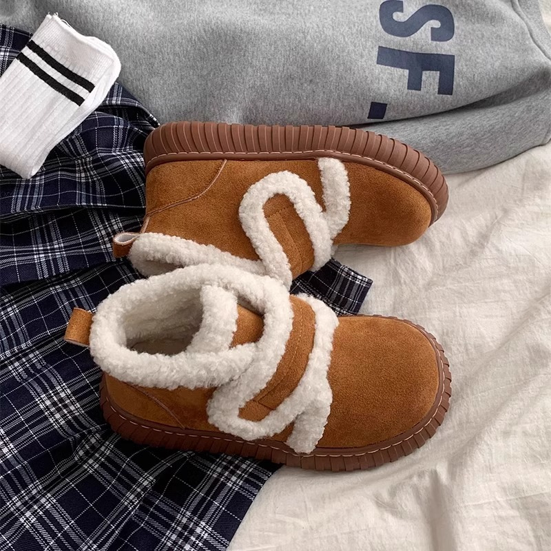 2024 winter new hot soft soled snow boots women plus cashmere warm fashion cotton boots Velcro cotton shoes two colors