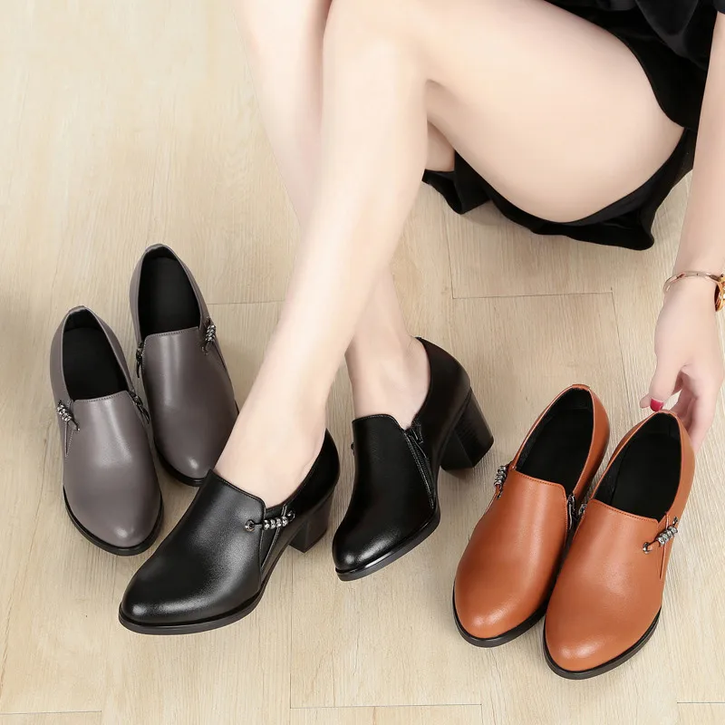 AIYUQI Autumn Genuine Leather Women Office Shoes High-heeled Sexy Women Dress Shoes Big Size Women Party Shoes