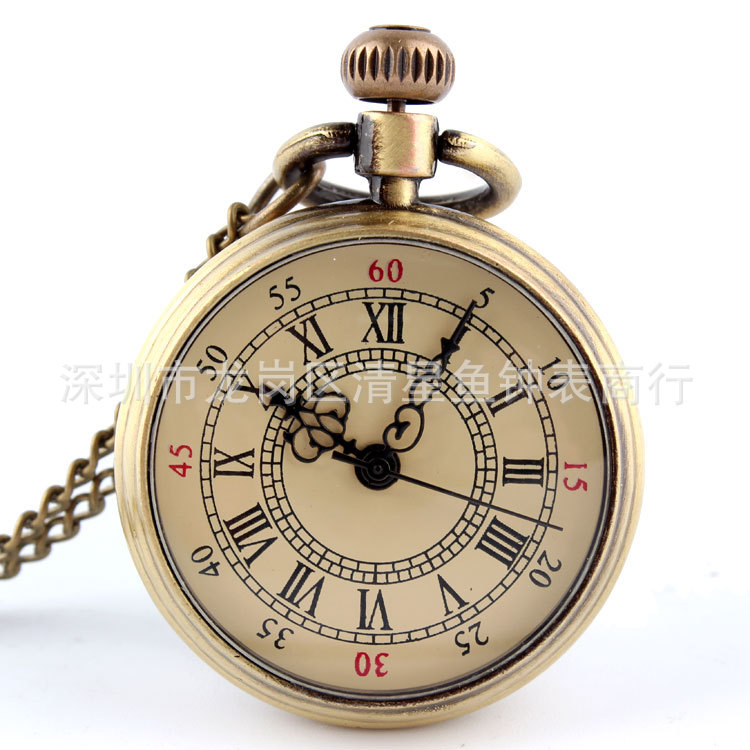 Roman numerals scale pocket watch quartz retro chain watch men and women hundred models thickness 10mm dial diameter 25mm not waterproof alloy 011
