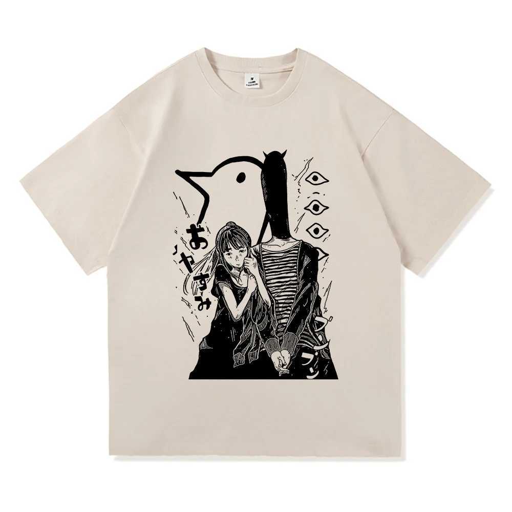 Goodnight Punpun T Shirt Fashion Men Retro Oyasumi Punpun Aiko Tanaka T-Shirt Unisex Anime Manga Vintage Sand Cotton Tees Shirts W241216