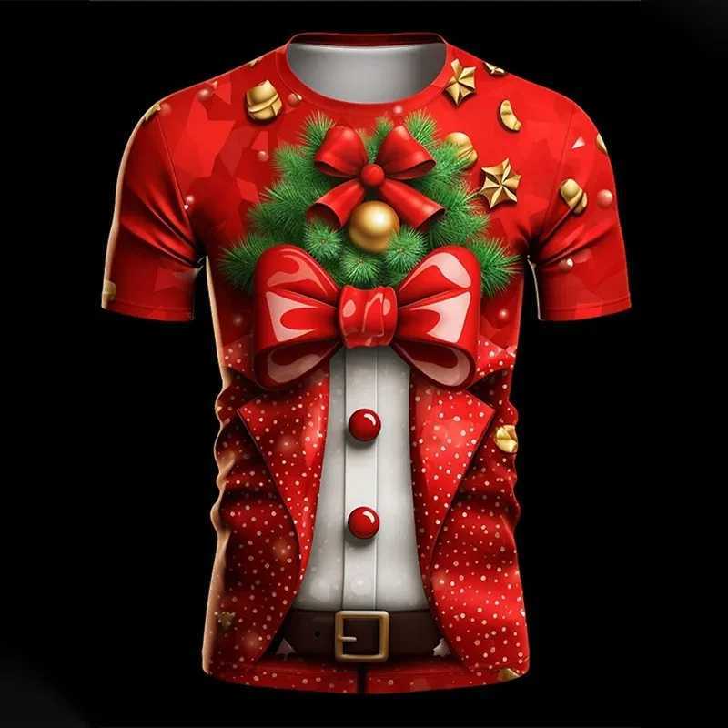 Fashion 3D Merry Christmas Print T-shirt Santa Claus Christmas pattern T-shirt Men and women short sleeve neutral top clothing W241216