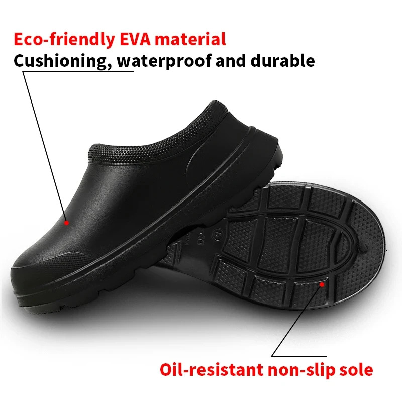 Men Summer Slipper Kitchen Clogs Chef Shoes Work Flip-P Waterproof Oil-Proof Sandal Non-Slip Garden Rubber Slippers For Women