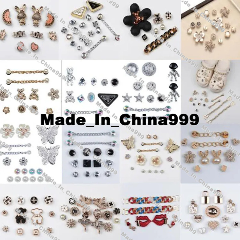 Set Muti Styles Bg Metal Shoecharms Buckle Chains Clog Charms Made323 Accessories Shoe Wers Gift