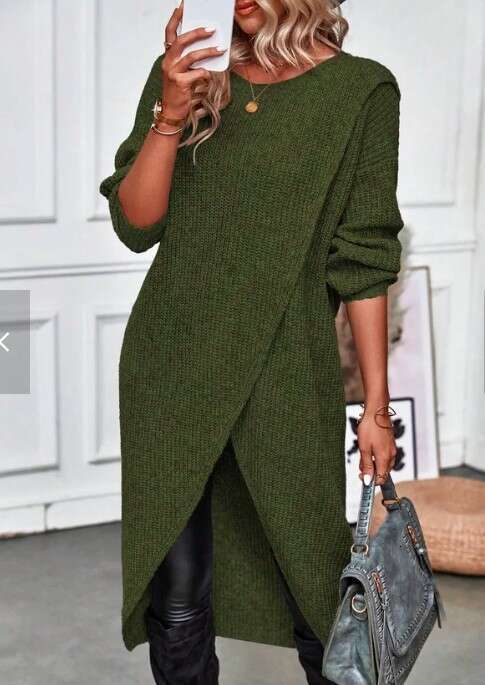 European And American Autumn Clothes Women's Knitted Sweater Long Loose New Dress Jacket