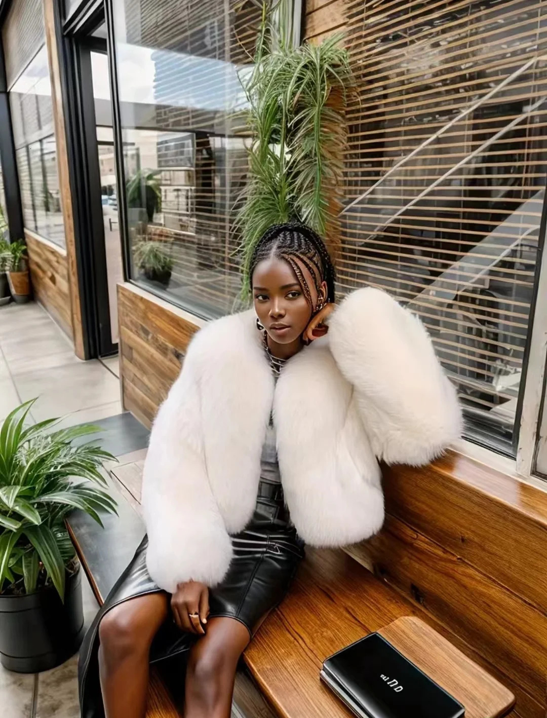 fur black style jacket coat warm classic fashion elegant 241121
