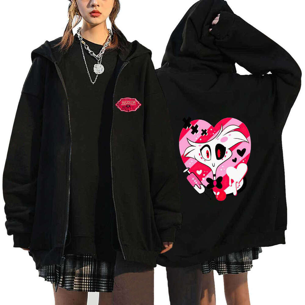 Hazbin Hotel Hell Inn Zipper Men's and Women's Casual Sports Hoodie Top Cardigan Coat