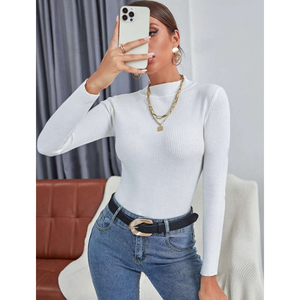 New European And American Foreign Trade Women's Half High Collar Pullover Knitted Clothes For Autumn Women