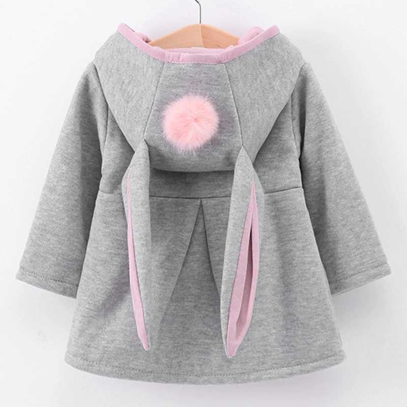 Spring Baby Girls Jackets Cute Rabbit Ear Cotton Autumn Kids Outerwear Children Hooded Coats 1 2 3 4 5 Year Toddler Girl CoatXJ241214