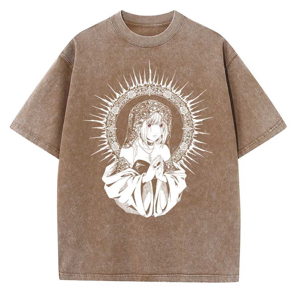 Harajuku Vintage Washed T Shirts Death Note Anime Graphic Printing T Shirt Oversize Cotton Fashion Streetwear Unisex Top Tee W241216