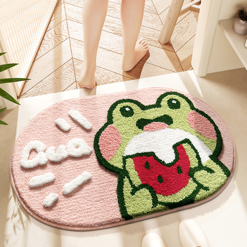 Cartoon animal bathroom anti slip mat, quick drying foot mat, household bathroom floor mat, strong absorbent plush carpet