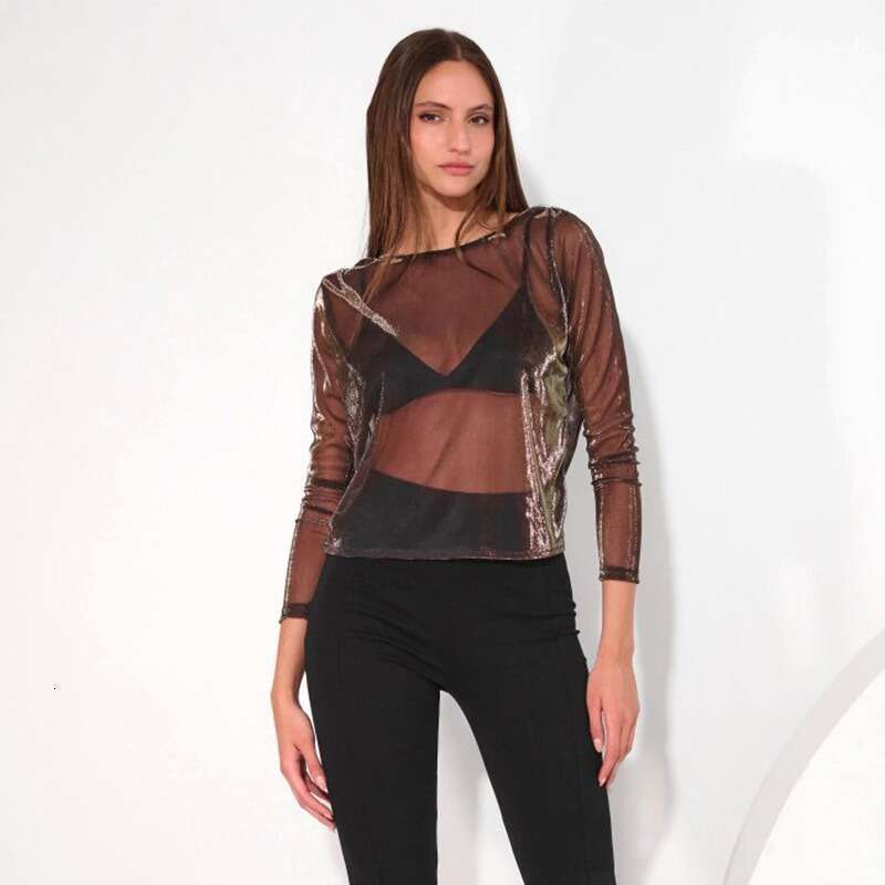 Summer New European American Women's Wear Solid Color Perspective Mesh V-Neck Front And Back Butterfly Short Top For Women