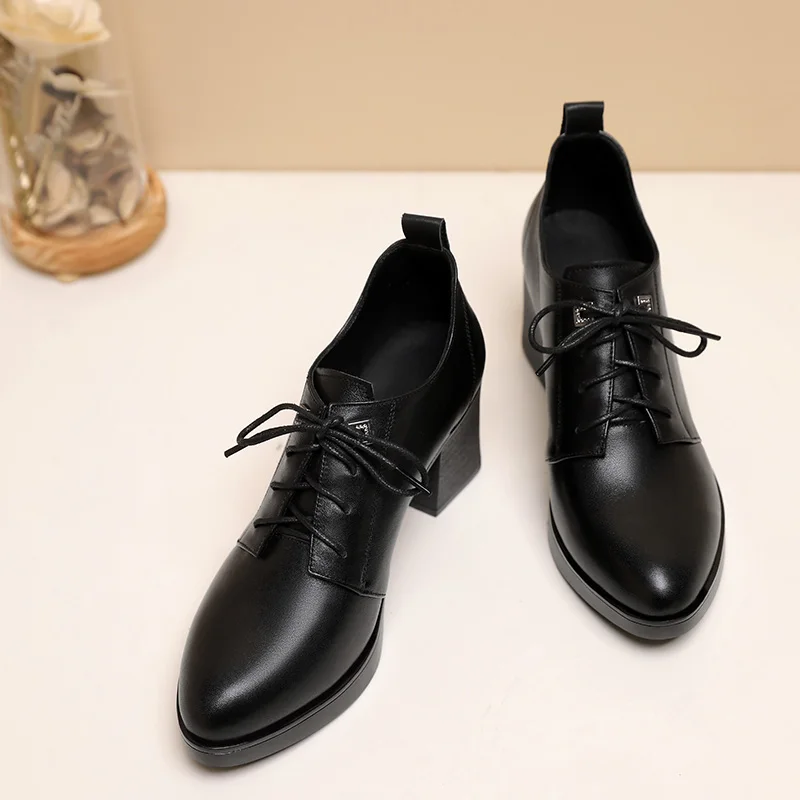 AIYUQI Women Dress Shoes Spring British Style Genuine Leather Lidies Single Shoes Large Size Women Work Shoes