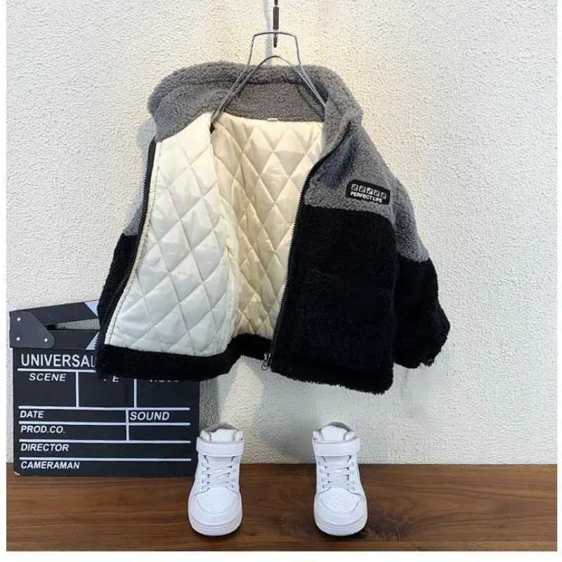 Childrens Warm Coat Autumn and Winter New Boy Baby Lamb Wool Jacket Clothes Childrens Plush And Thick Cotton CoatXJ241214