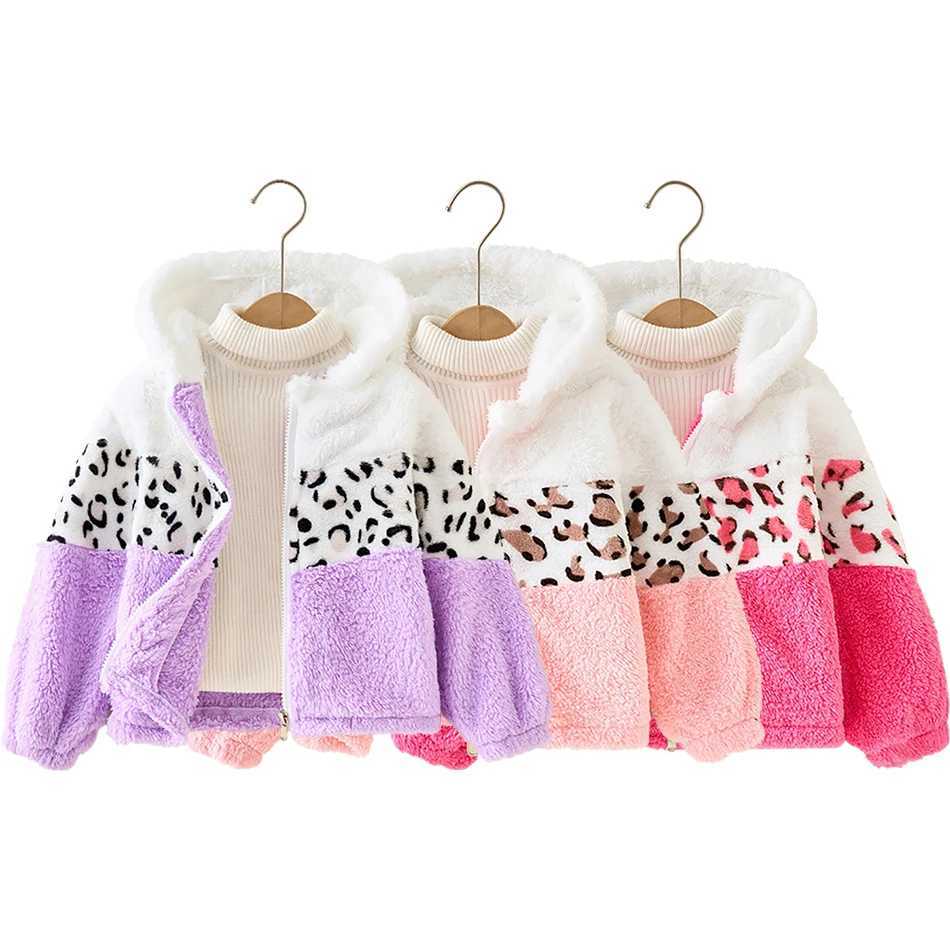 Sweet Little Girls Plush Fleece Hoodie Jacket Warm and Cozy Lining Autumn Winter Cute and Comfortable Casual OuterwearXJ241214