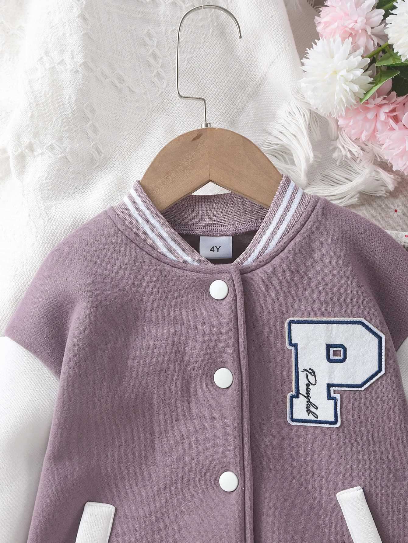 Childrens Baseball Uniform Jacket for 2-7 Years fashionable Street Tide Letter Embroidered Single-breasted Striped Jacket CoatXJ241214