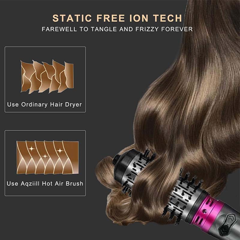 Multifunctional 3 In 1 Automatic Curler Round Rotating Hair Brush Hot Air Dryer Volumizer Styler