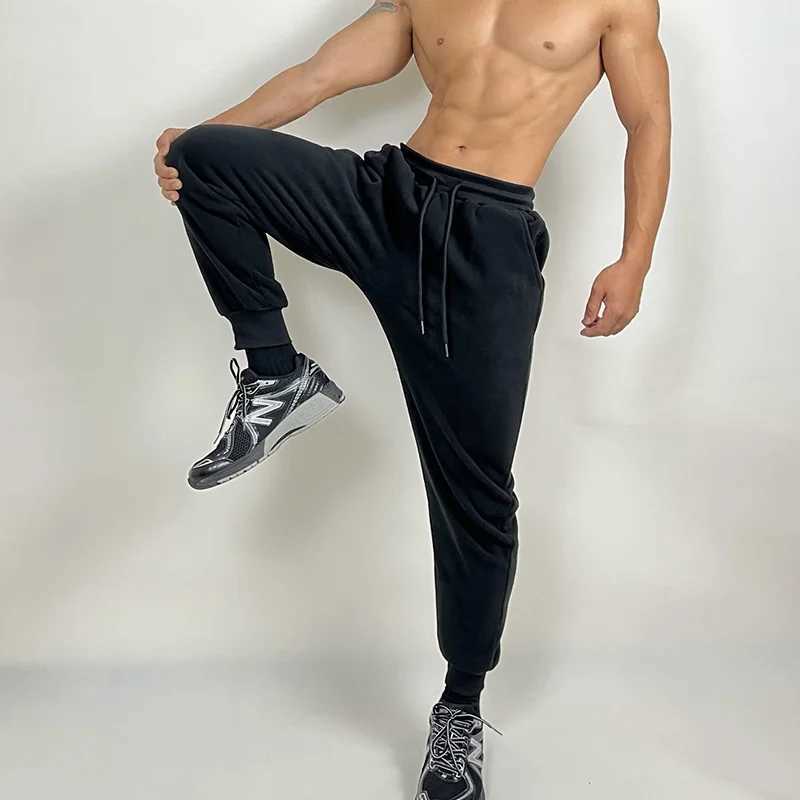 Mens pants Fitness corset pants mens loose drawstring basketball running training sweatpants plus fleece sports long pants X241216