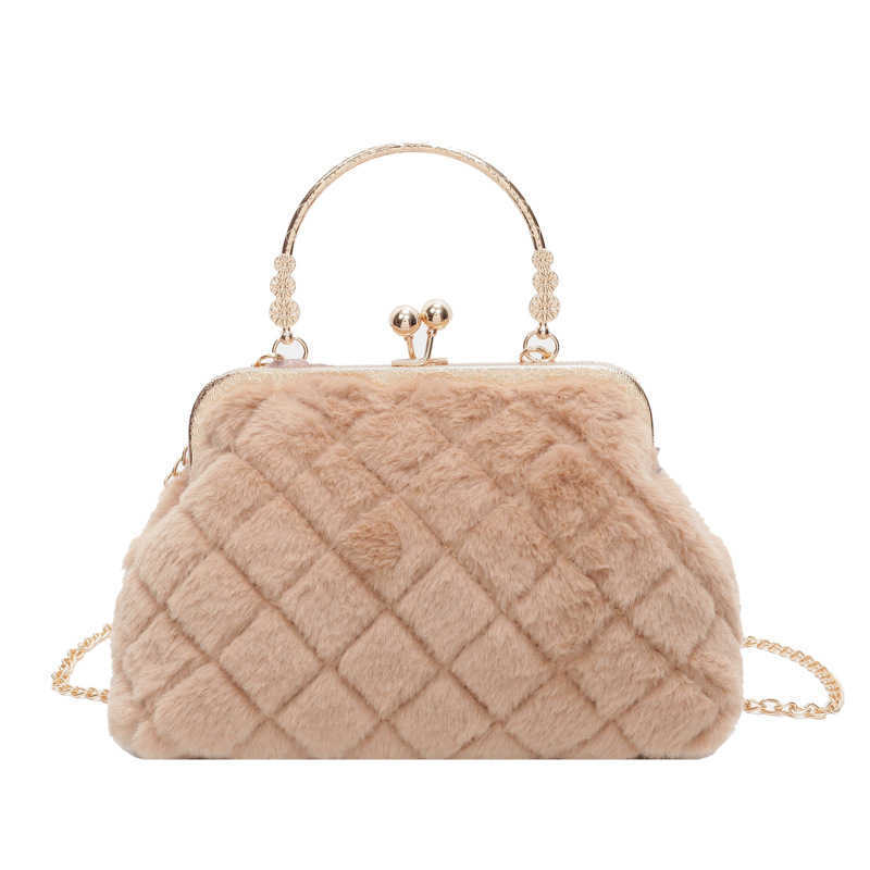 Fashion Velvet Banquet Bag with Western Style, Versatile Chain, Single Shoulder, Cross Shoulder, Clip Mouth Women's Small Bag 241215